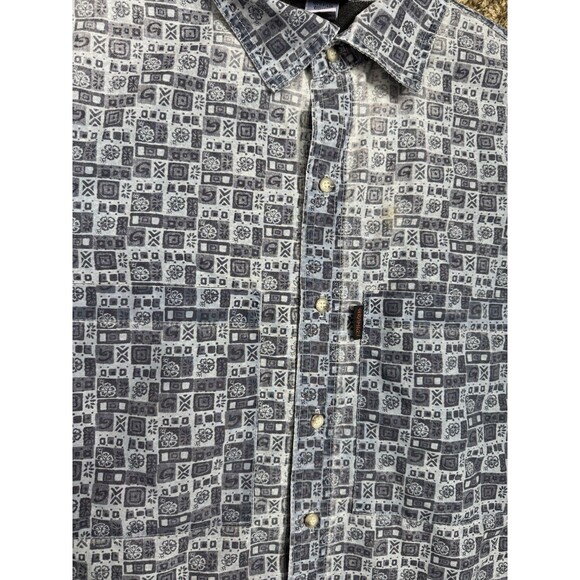 Vintage GRAMICCI Made USA XL Blue Vented Nylon SS Light Weight Button Up *FLAW* - Picture 16 of 16